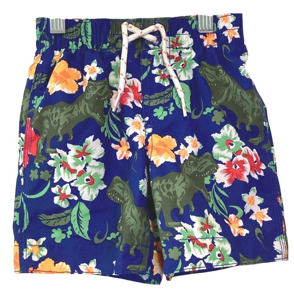 Baby Gap Toddler Boys Swim Blue Dinosaur Tropical Trunks Board Shorts - 2T
